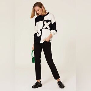 Staud Black and White Oversized Tic Tac Toe XO Sweater Women’s  Medium